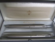 PARKER Insignia Matt Chrome/Steel C.T. Ballpoint Pen & Pencil Set [France]