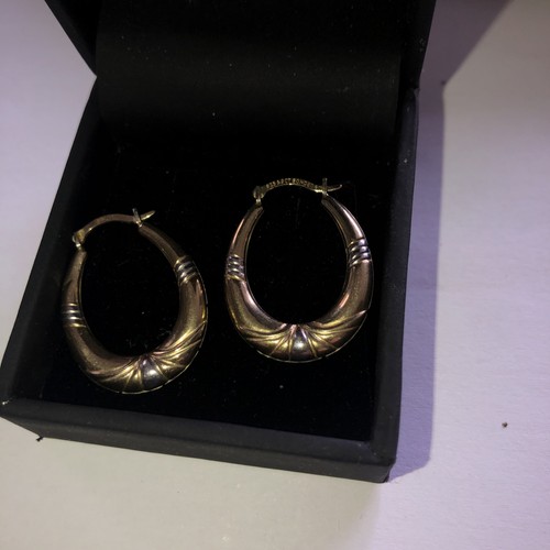 9ct yellow gold earrings - :,