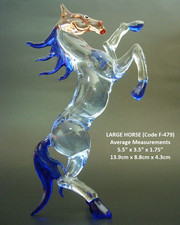 LARGE Blue GLASS HORSE