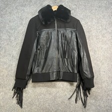 River Island Cropped Jacket Womens Size 8 Faux Leather Fringe Western Festival