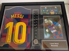 Messi signed Barcelona shirt in framed display inc. medal and pics, with COA