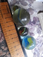 Old Vintage Marbles X4 Different Sizes Giant