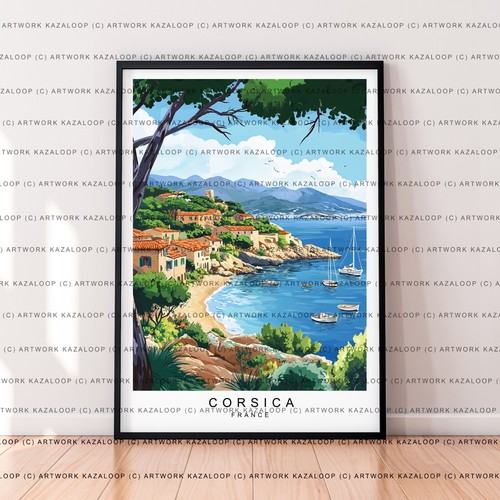 Corsica art illustration print - corsica,
