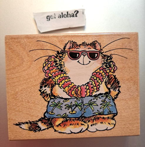 Aloha cat rubber - rubber, stamp