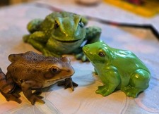 3 Lovely Ceramic Frog Ornaments