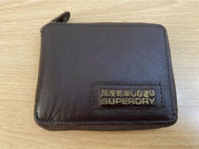 Superdry Used Classic Leather Zipped Wallet - Jim Brown With Gold Logo