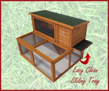 4FT DROP HUTCH AND RUN RABBIT HUTCH HUTCHES RUN RUNS SLIDE OUT PLASTIC FLOOR