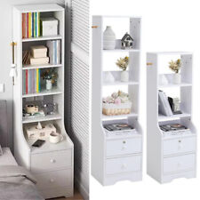 Extra Tall Bedside Table End with Drawers Shelf Nightstand Storage Cabinet