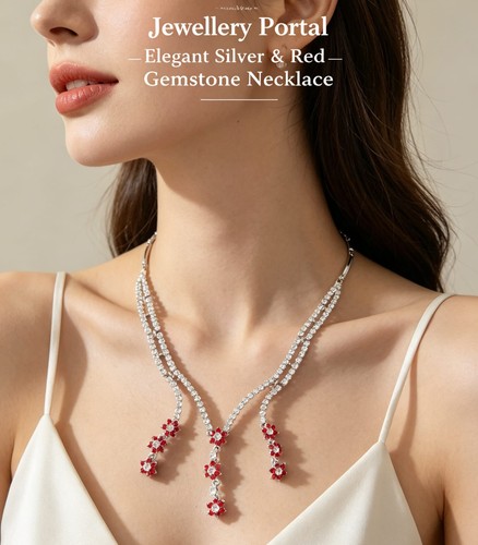 Red crystal gemstone necklace - gemstone,