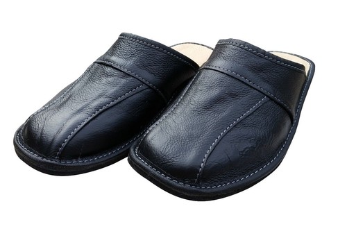 Men leather slippers - slippers, shoe