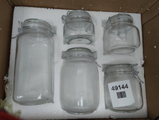 Amisglass 5pcs glass jars, containers with leak-proof rubber seal