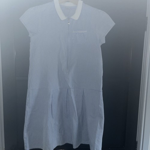 Girls blue gingham school - gingham,