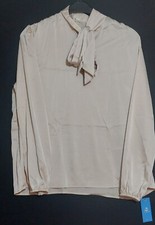 Women satin shirt top bow tie
