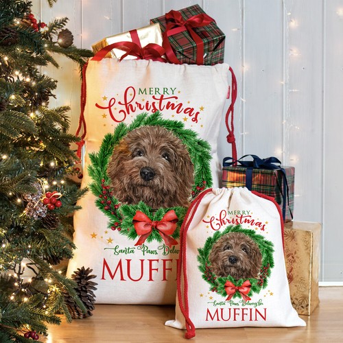 Doodle dog christmas sack - dog,