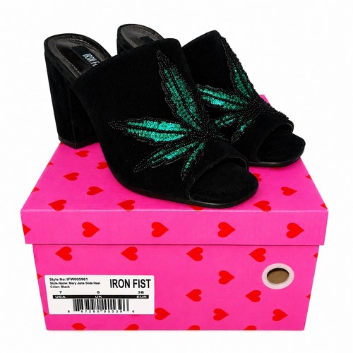 Iron fist mary jane slide - slide, heel