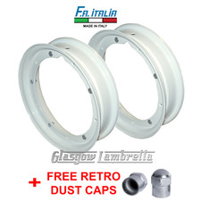 2 x Vespa PX 125 150 200 T5 LML WHITE SPLIT WHEEL RIMS 2.10x10 Italian FA ITALIA