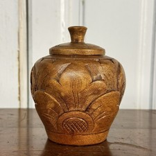 Vintage Carved Wooden Pot Jar