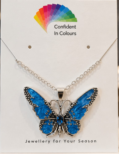Butterfly necklace silver - on,