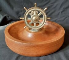 LARGE VINTAGE WOOD & BRASS