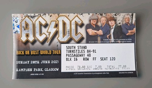 Used concert ticket - ac/dc,