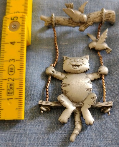 Vintage silver pewter cat - vintage, jj