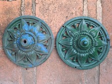 Pair Ornate Antique VICTORIAN Cast Iron PATRESS Brick Wall Tie Plate FREE P&P 