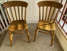Solid Wooden Pine Kitchen Chairs Set of 2