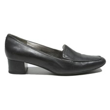 ECCO Womens Black Leather Block Heel Shoes UK 9 Classic Comfortable Style