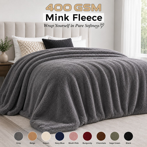 Reversible mink fleece blanket - fleece,