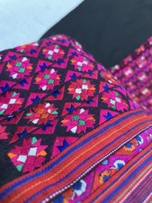 Vintage 1960s / 1970s Miao People Chinese Hand Embroidered Fabric Panel