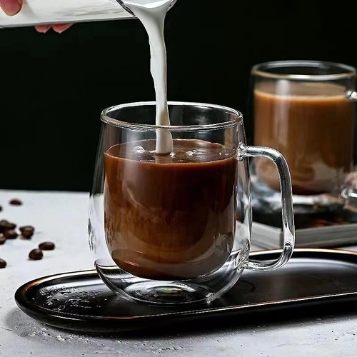 Double wall glass coffee mug - mug,