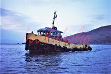Colour slide - HOWARD DORIS PLATFORM, Loch Kishorn, work boat M.V. COLASS - 1977