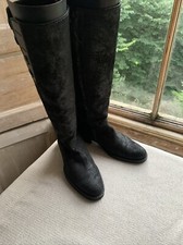 Henry Beguelin Long Black Boots Distressed Nubuck 37