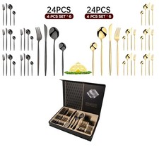 24 Cutlery Dinner Set Stainless Steel High Grade Tableware Fork Tea Spoons