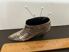 Silver Plated Shoe Pin Cushion - 4.5 inches