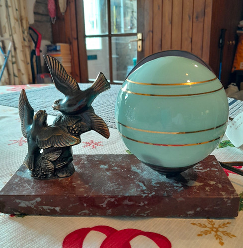 Vintage art deco globe lamp - art,