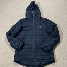 Nike Puffer Jacket Mens Large Black Lightweight Quilted Down Coat