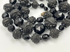 Antique Carved Whitby Jet &