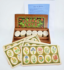 RARE ANTIQUE JAQUES & SON FLORAL LOTTO LOTO GAME c1870