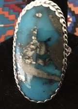 STERLING SILVER PERSIAN TURQUOISE RING SIZE 9 - KENNY RAY MCNEILLEY JR.