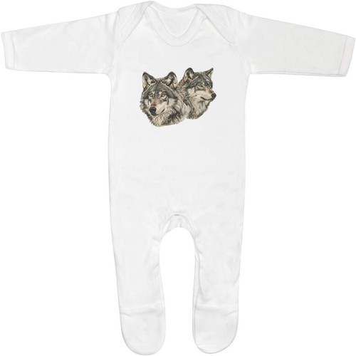 Wolf couple baby sleepsuit - couple',