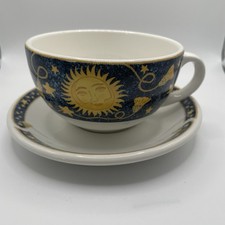 Sun Moon Cup Saucer Vintage Dudson Duraline Stars Celestial