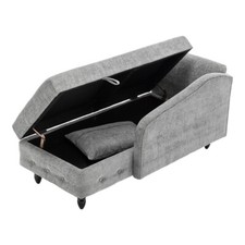 Gray Storage Chaise Lounge With Pillow Upholstered Sofa Recliner Left Armrest