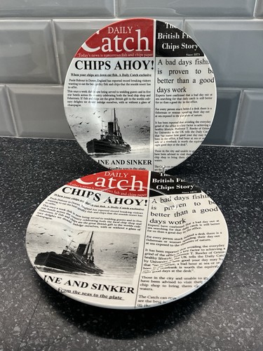 Poole pottery fish chips 2 - &,