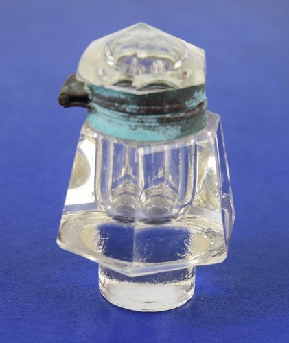 Vintage glass ink pot hexagon - ink,