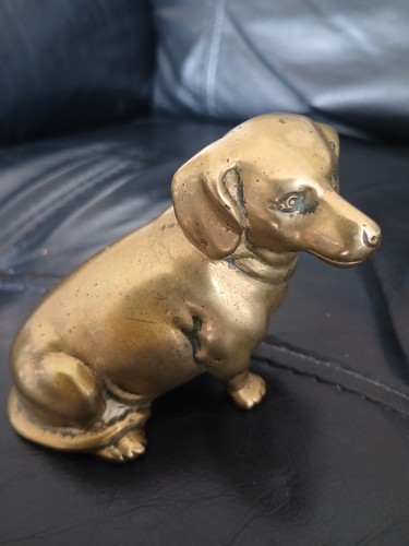 Vintage solid brass dachshund - brass,