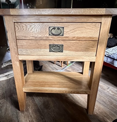 Solid oak side table - side, /