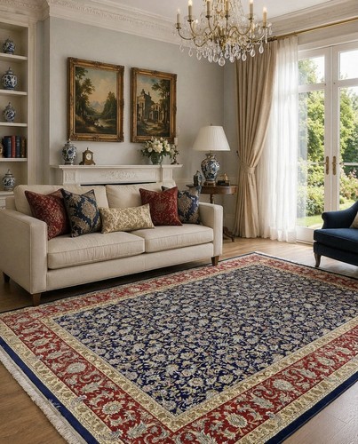 Floral rug navy - rug,