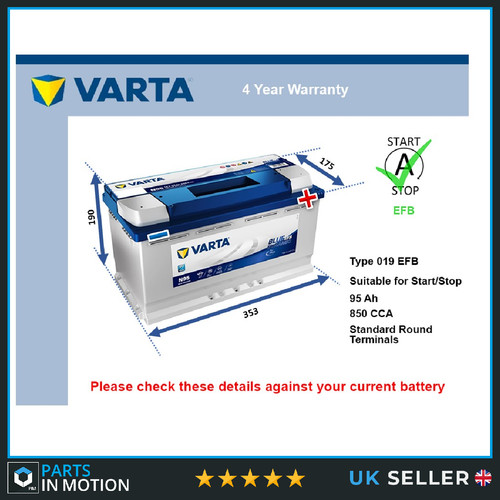 Efb car battery fits - battery,