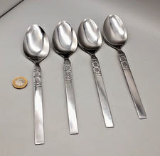 4 Mid Century Oneida Northland Artistic Stainless Table Serving Spoons 21.5cm